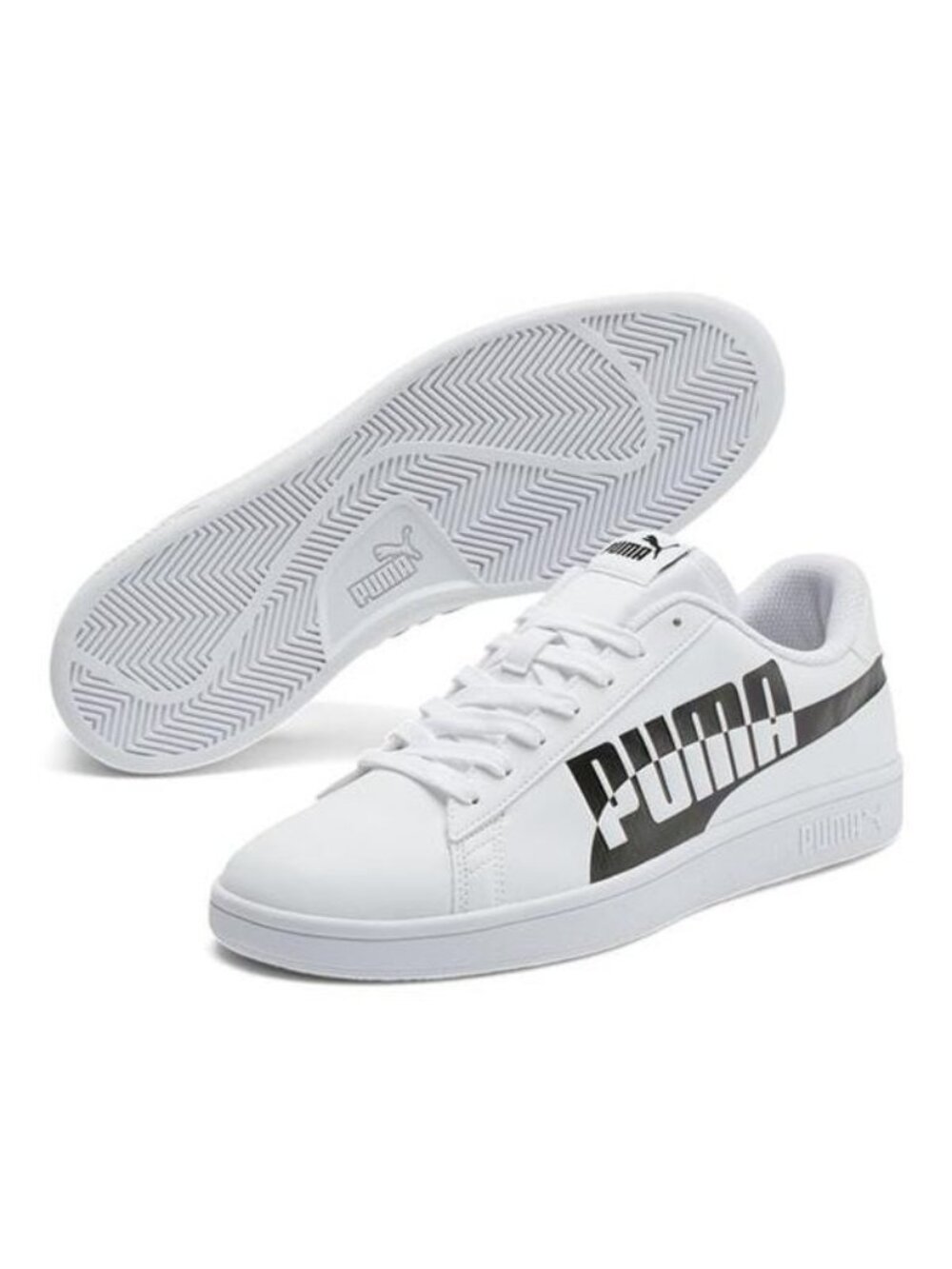 Puma Smash V2 White Black Size 10.5 Leather Streetwear Minimalist Urbancore